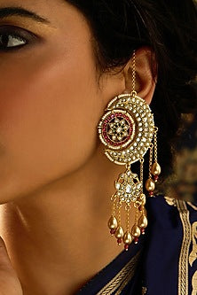 Gold Finish Multi-Colored Stone Dangler Earrings