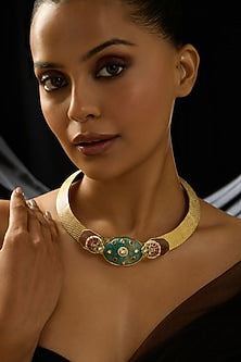Gold Finish Collar Necklace