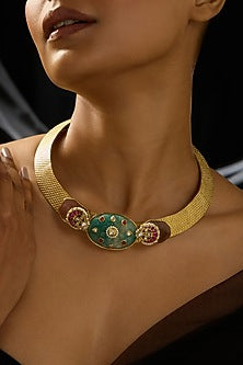 Gold Finish Collar Necklace
