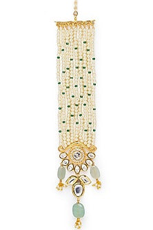 Gold Finish Jade & Pearl Maang Tikka