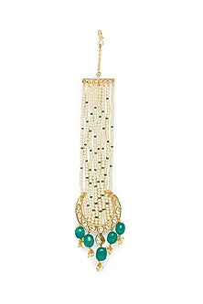 Gold Finish Pearl & Kundan Maang Tikka
