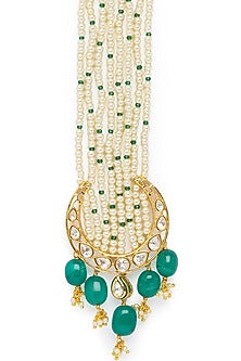 Gold Finish Pearl & Kundan Maang Tikka