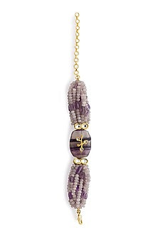 Gold Finish Amethyst Bead Bracelet
