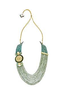 Gold Finish Meenakari Lotus Necklace