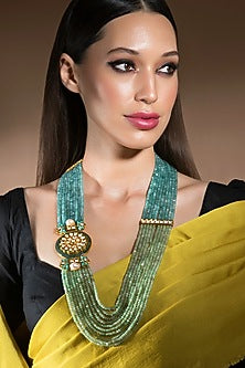 Gold Finish Meenakari Lotus Necklace