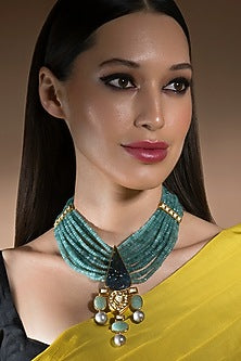 Gold Finish Rubies Necklace