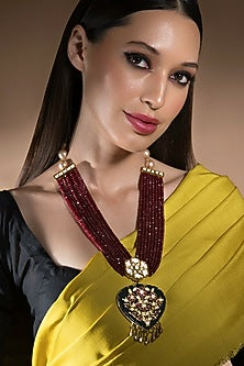 Gold Finish Black Onyx Necklace