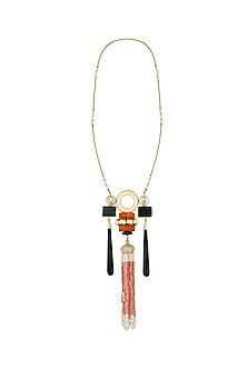 Gold Finish Coral Beads Necklace