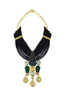 Gold Finish Agate Beads Necklace