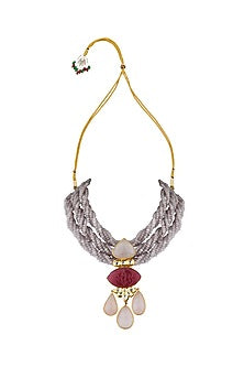 Gold Finish Rose Quartz Necklace