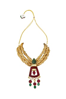 Gold Finish Agate Beads Necklace