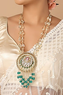Gold Finish Kundan Polki Necklace