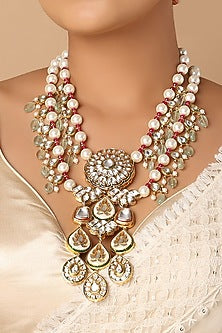 Gold Finish Kundan Polki Necklace
