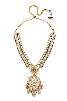 Gold Finish Kundan Polki & Pearls Necklace