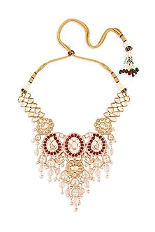 Gold Finish Pearls & Onyx Choker Necklace
