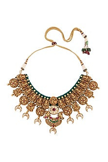Gold Finish Hydro Ruby Temple Necklace