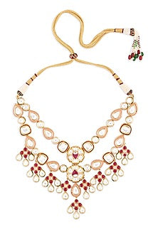 Gold Finish Kundan Polki Layered Choker Necklace