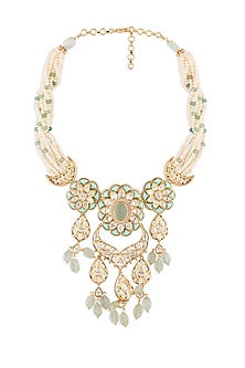 Gold Finish Pearls & Hydro Polki Necklace