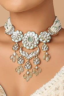 Gold Finish Pearls & Hydro Polki Necklace