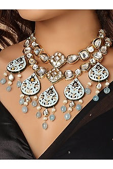 Gold Finish Kundan Polki Choker Necklace
