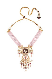 Gold Finish Kundan Polki Beaded Necklace