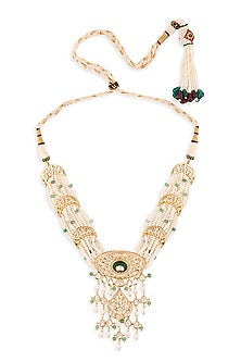 Gold Finish Kundan Polki & Pearls Necklace