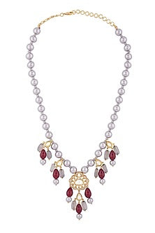 Gold Finish Pearls & Hydro Polki Necklace