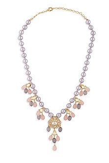Gold Finish Hydro Polki & Onyx Necklace