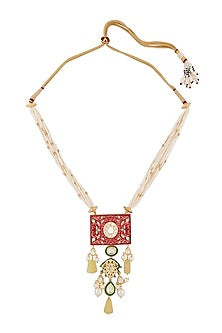 Gold Finish Onyx Tumbles Necklace