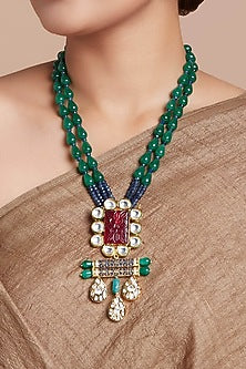 Gold Finish Hydro Polki Necklace