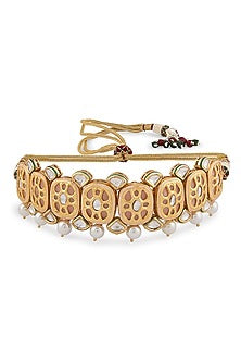 Gold Finish Hydro Polki & Beaded Necklace