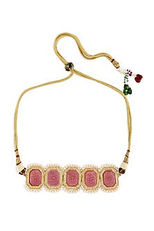 Gold Finish Agate Choker Necklace