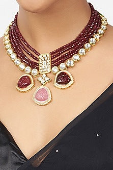 Gold Finish Kundan Choker Necklace