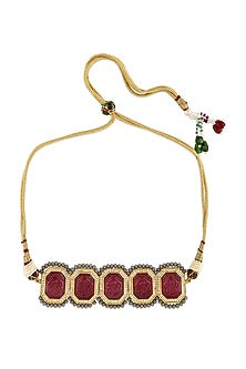 Gold Finish Choker Necklace With Agates