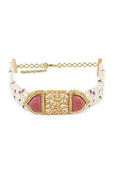 Gold Finish Handcrafted Polki Choker Necklace