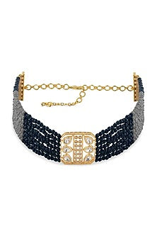 Gold Finish Hydro Kundan Polki Choker Necklace