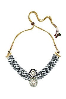 Gold Finish Beaded Choker Necklace