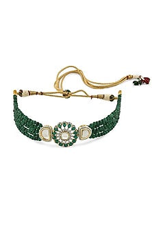 Gold Finish Choker Necklace With Hydro Kundan