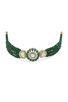 Gold Finish Choker Necklace With Hydro Kundan