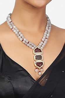 Gold Finish Handcrafted Necklace With Zirconia