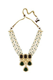 Gold Finish Polki & Zirconia Necklace