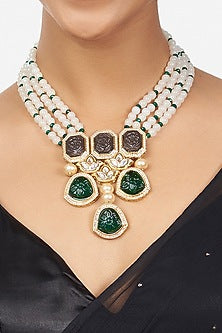 Gold Finish Polki & Zirconia Necklace