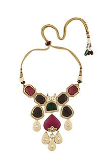 Gold Finish Kundan & Agates Necklace