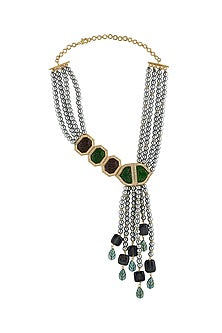 Gold Finish Pearl & Zirconia Necklace