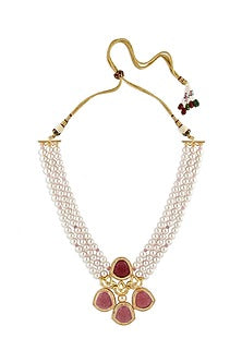 Gold Finish Pearl Beaded Necklace