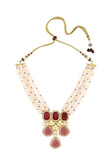 Gold Finish Hydro Kundan & Pearl Necklace