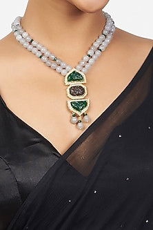 Gold Finish Handcrafted Agates Necklace