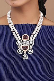 Black Rhodium Finish Handcrafted Kundan Necklace