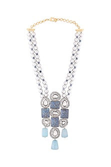 Black Rhodium Finish Pearls & Agates Choker Necklace