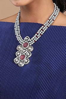 Black Rhodium Finish Handcrafted Agate Necklace